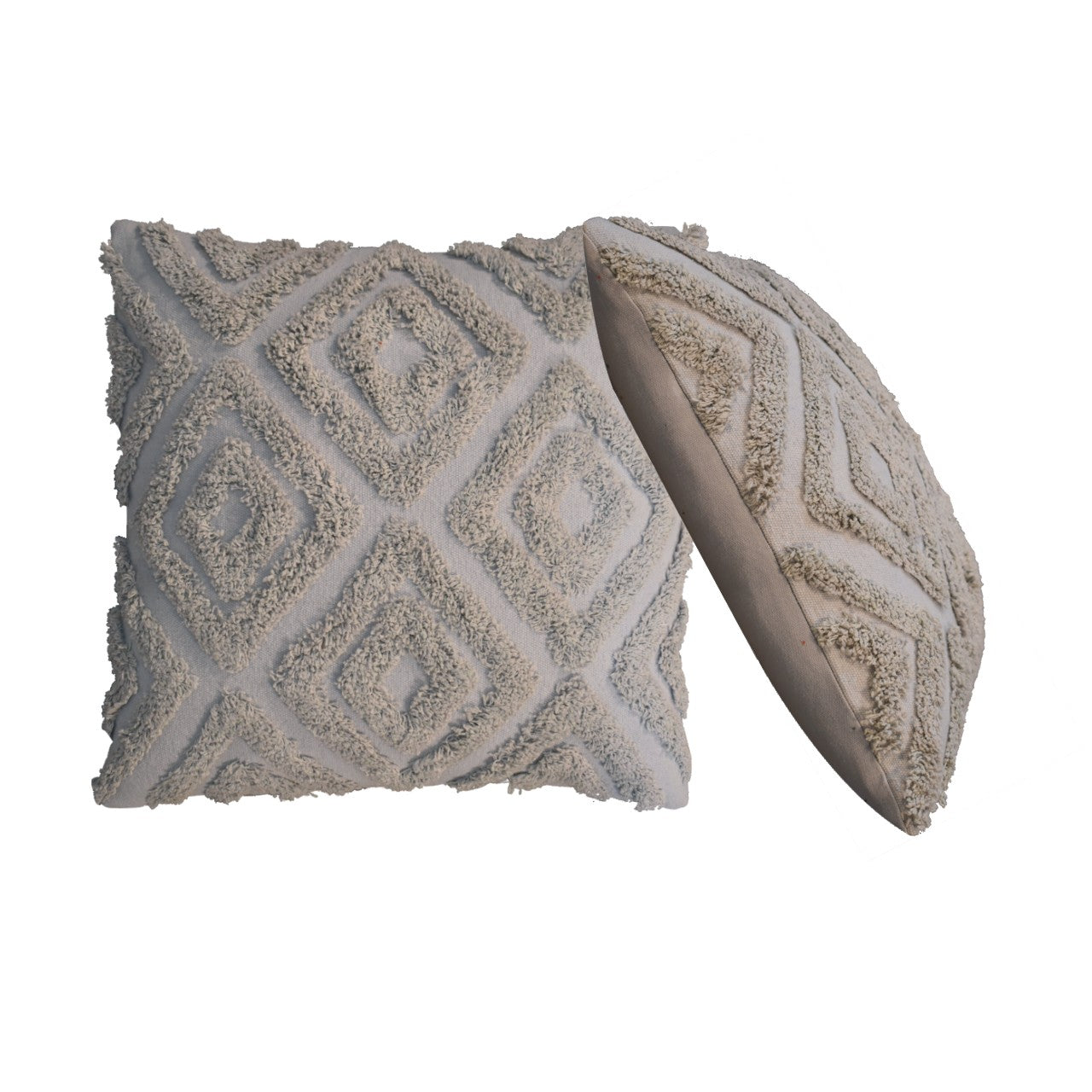 2 x Mini Diamond Tassle Cushions Grey