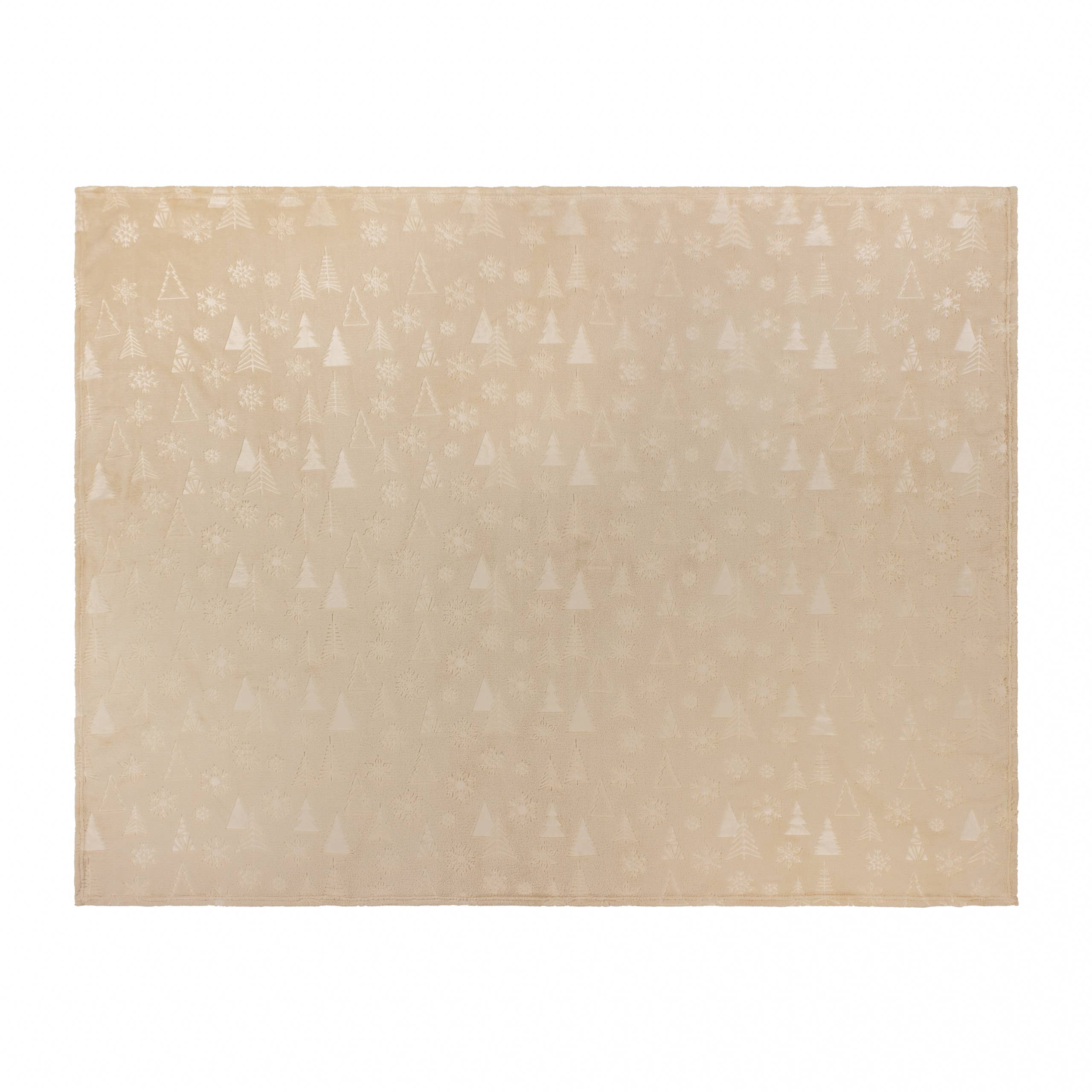 Festive Time Embossed Fleece Throw – Natural