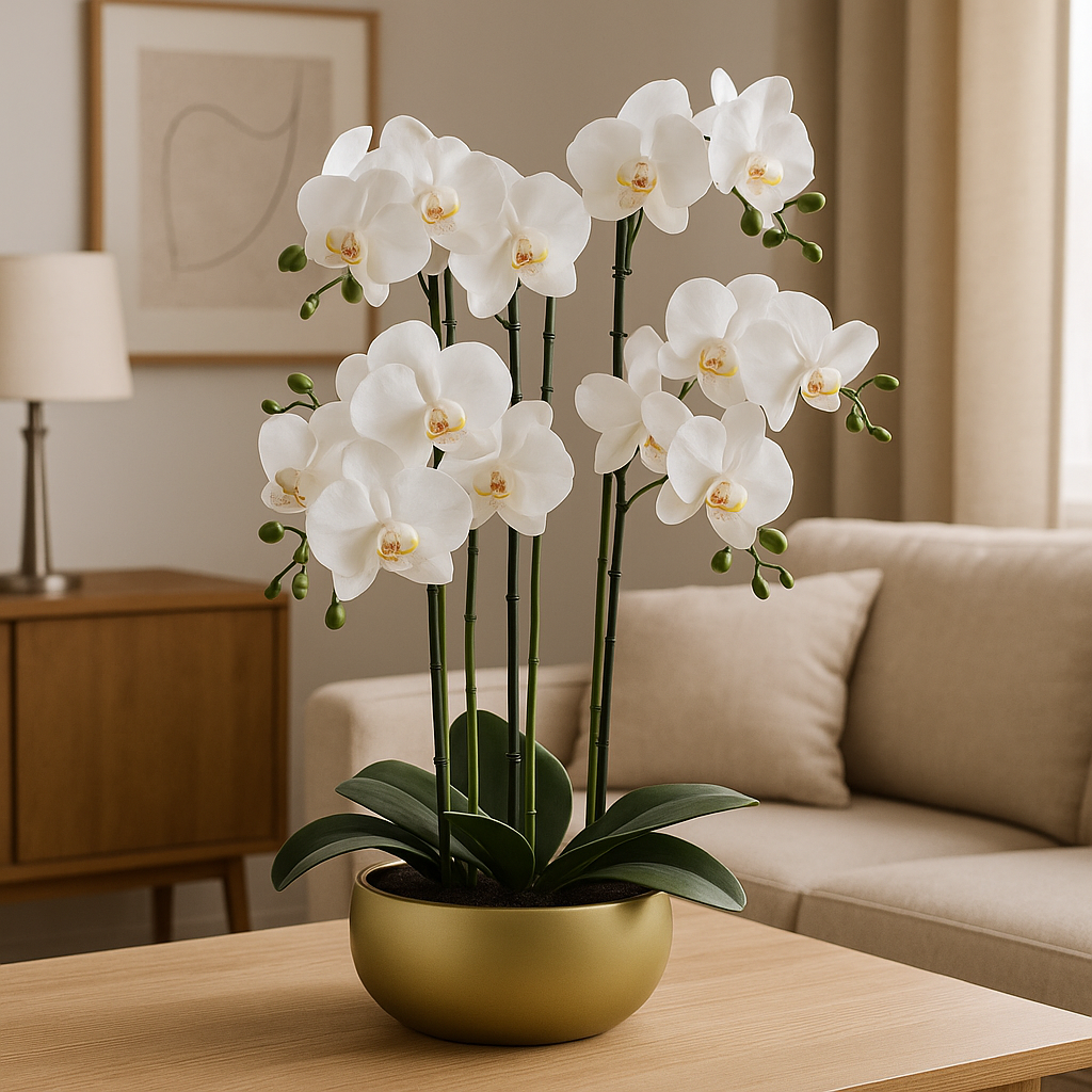 Orchid White - Gold Ceramic Planter
