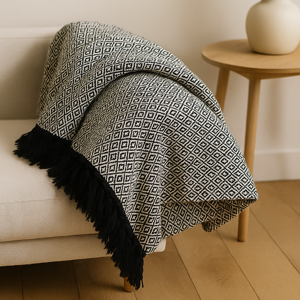 Boho Comfort Throw – Charcoal