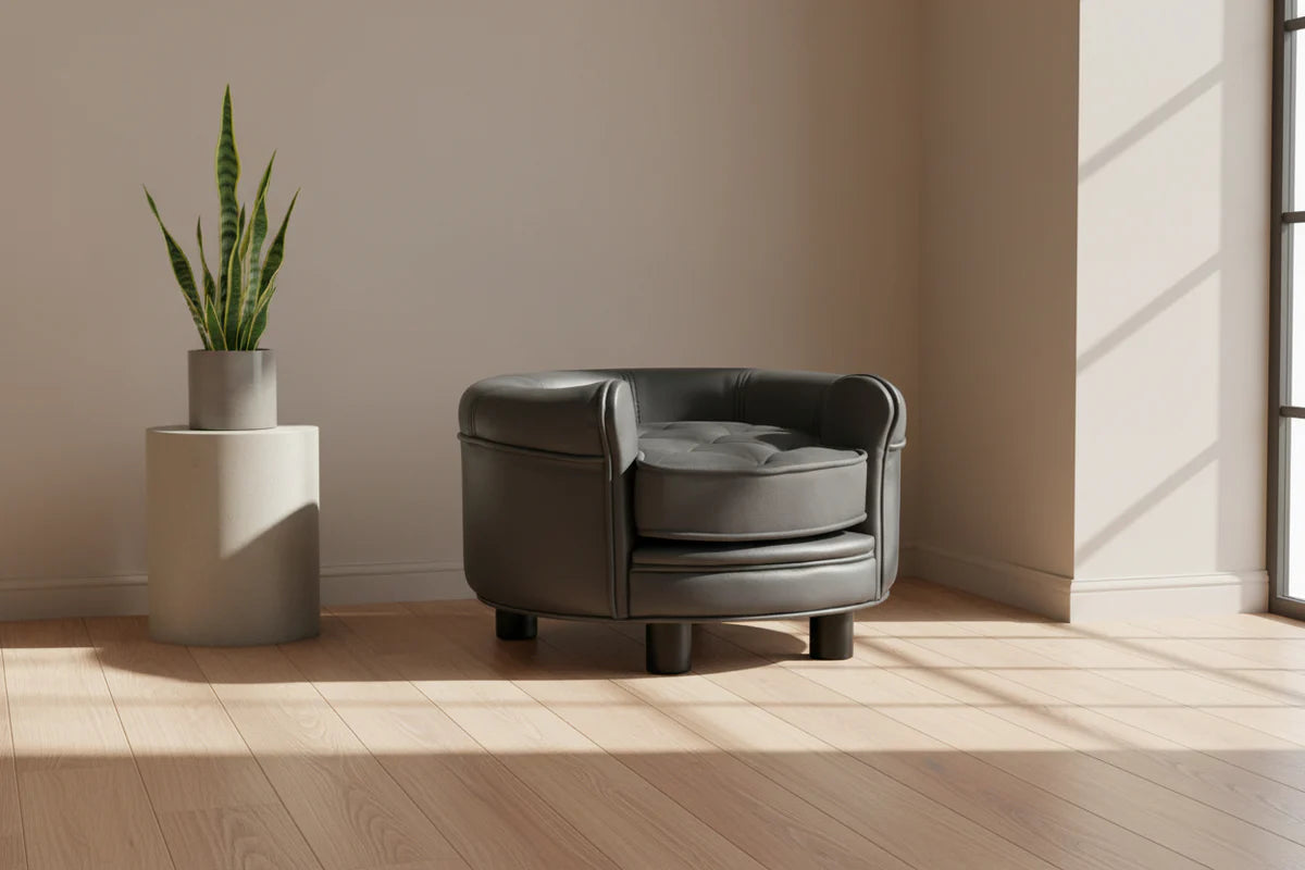 Pet Sofa Dark Grey Faux Leather