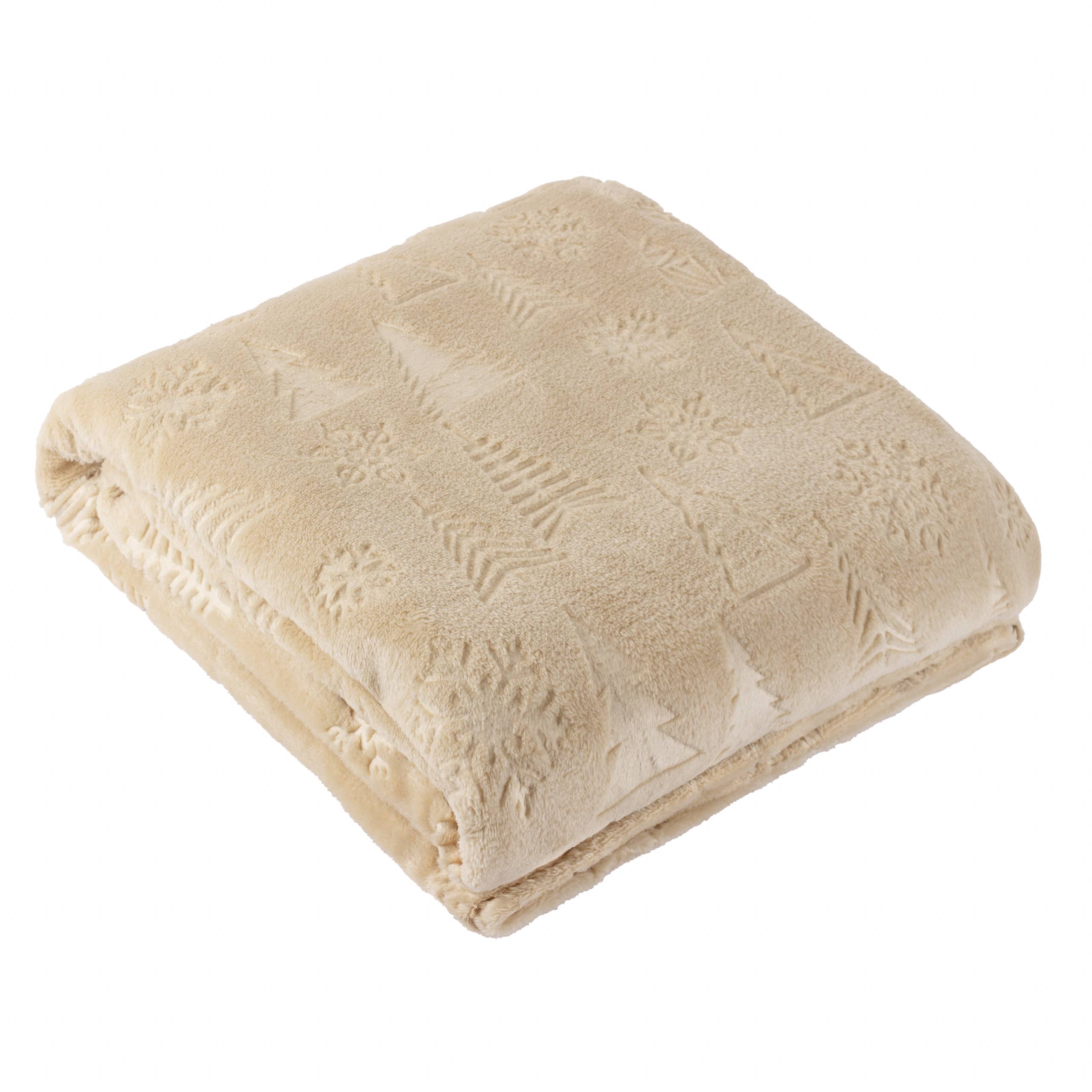Festive Time Embossed Fleece Throw – Natural