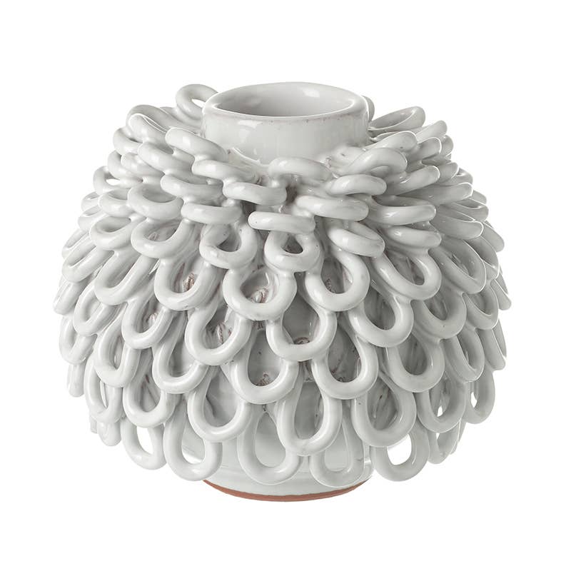 White Terracotta Loop Design Vase