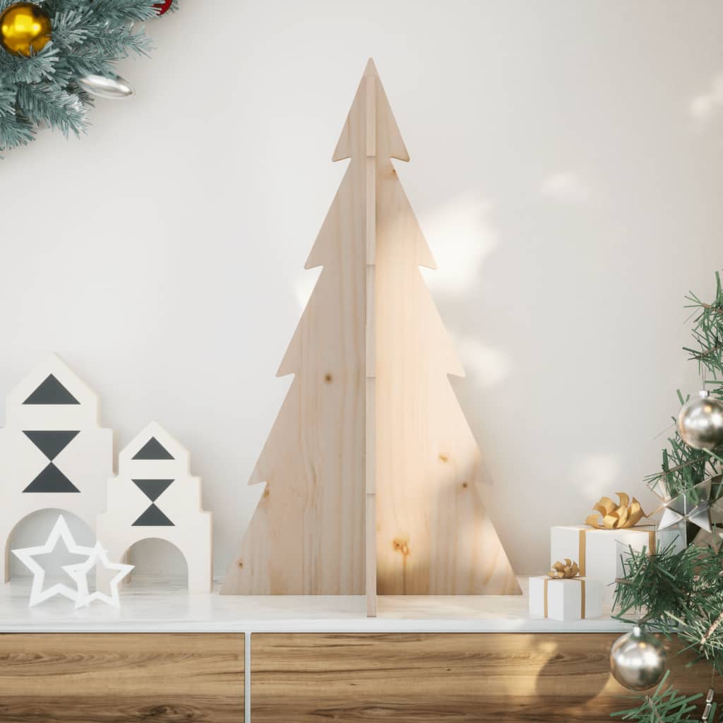 NNEVL Wooden Christmas Tree for Decoration 80 cm Solid Wood Pine-0