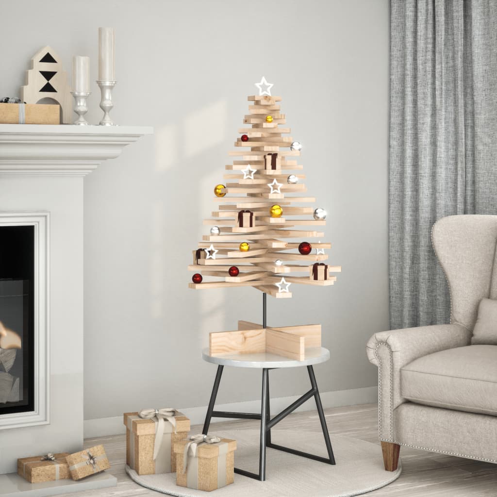 NNEVL Wooden Christmas Tree for Decoration 100 cm Solid Wood Pine-0
