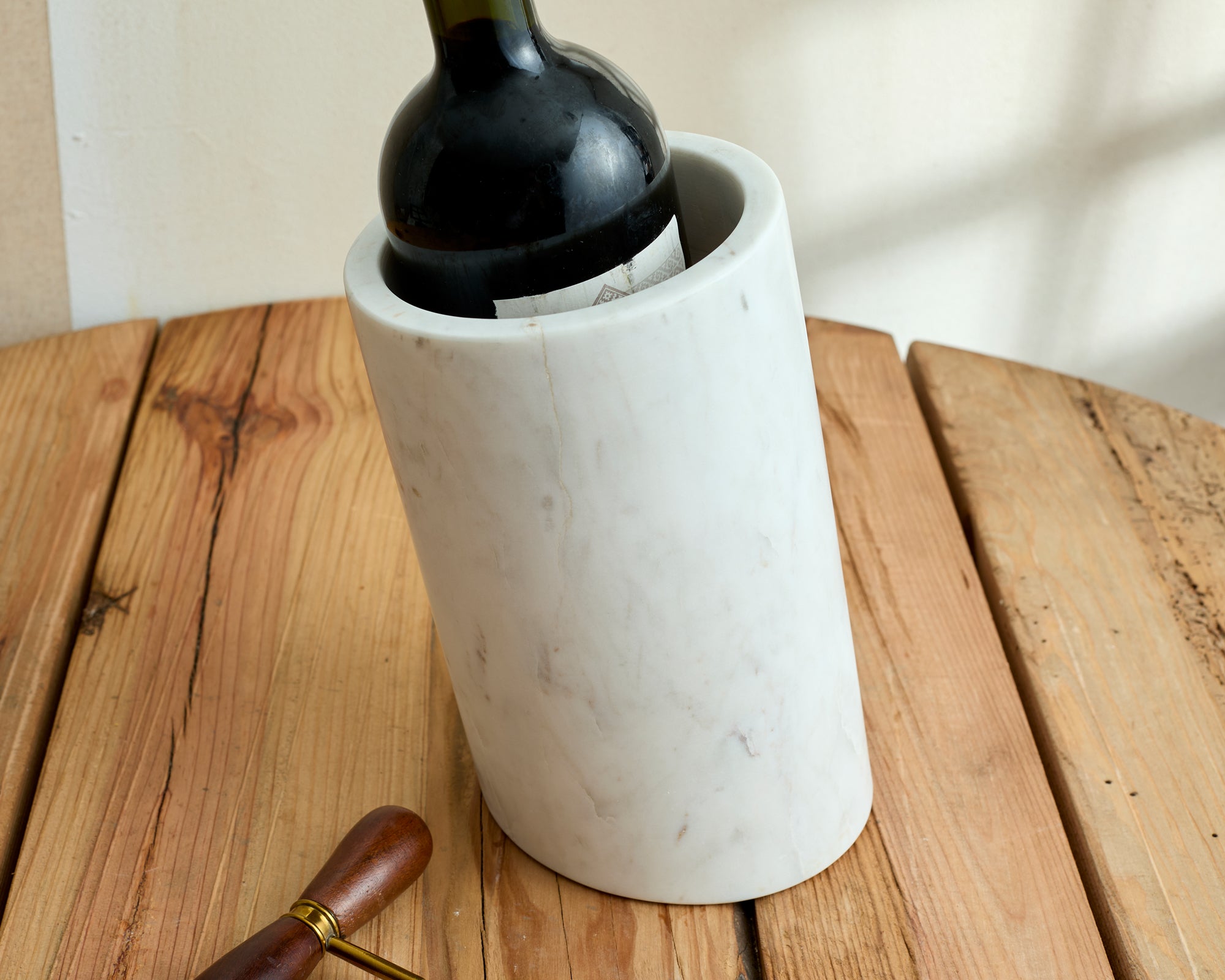 Edele White Marble Wine Bottle Holder-2