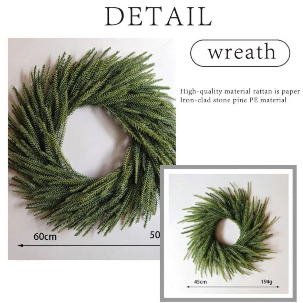 Christmas Pine Needle Garland Wreath for Door Decoration-2