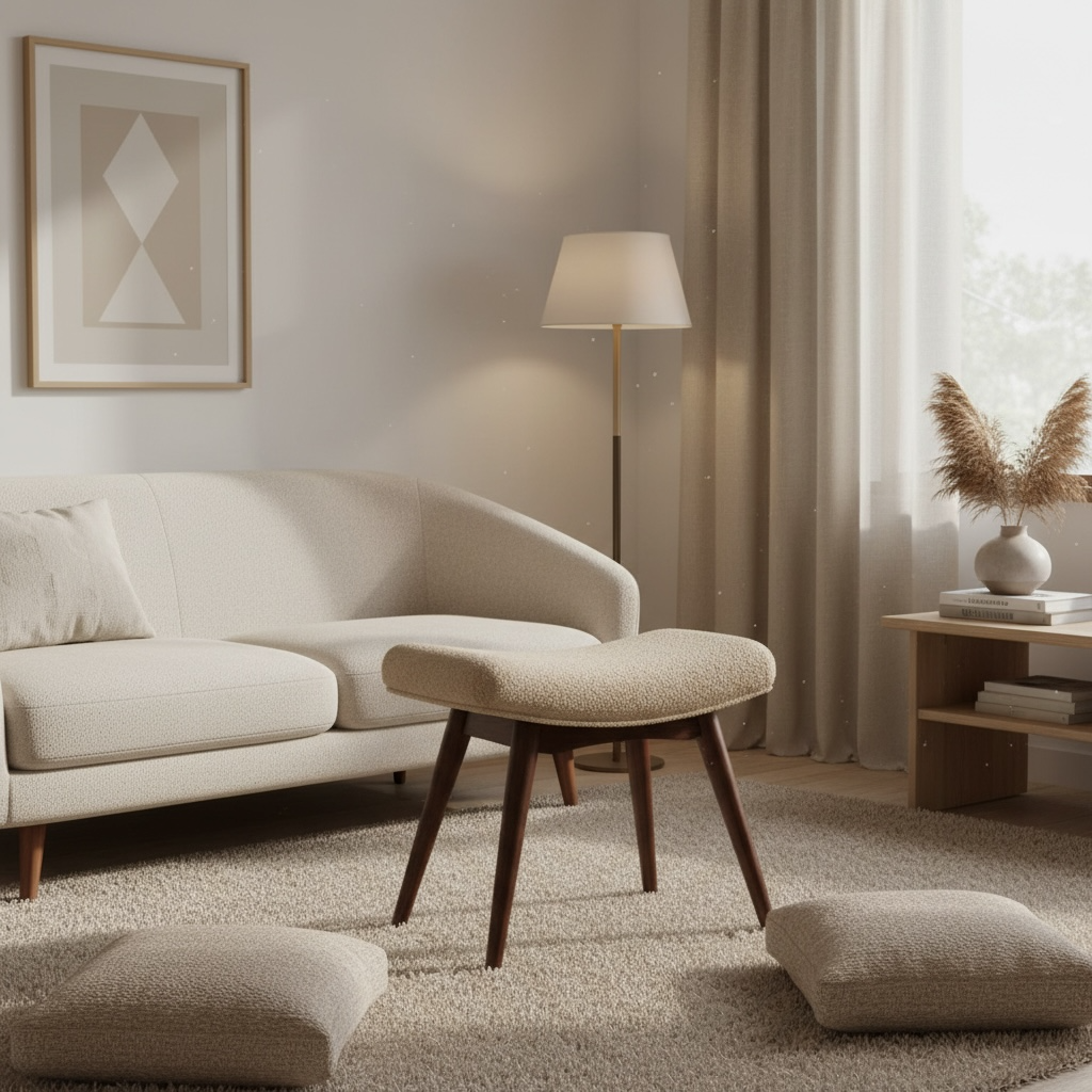 Honey Caramel Boucle Cream Curved Bench