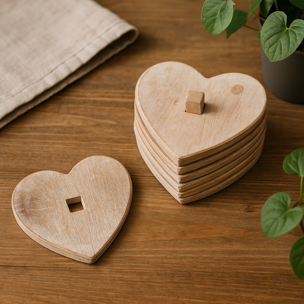 Wooden Heart Coasters – Set of 6