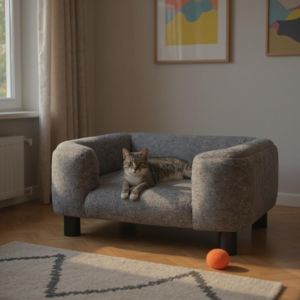 Mini Battleship Tweed Pet Sofa Bed
