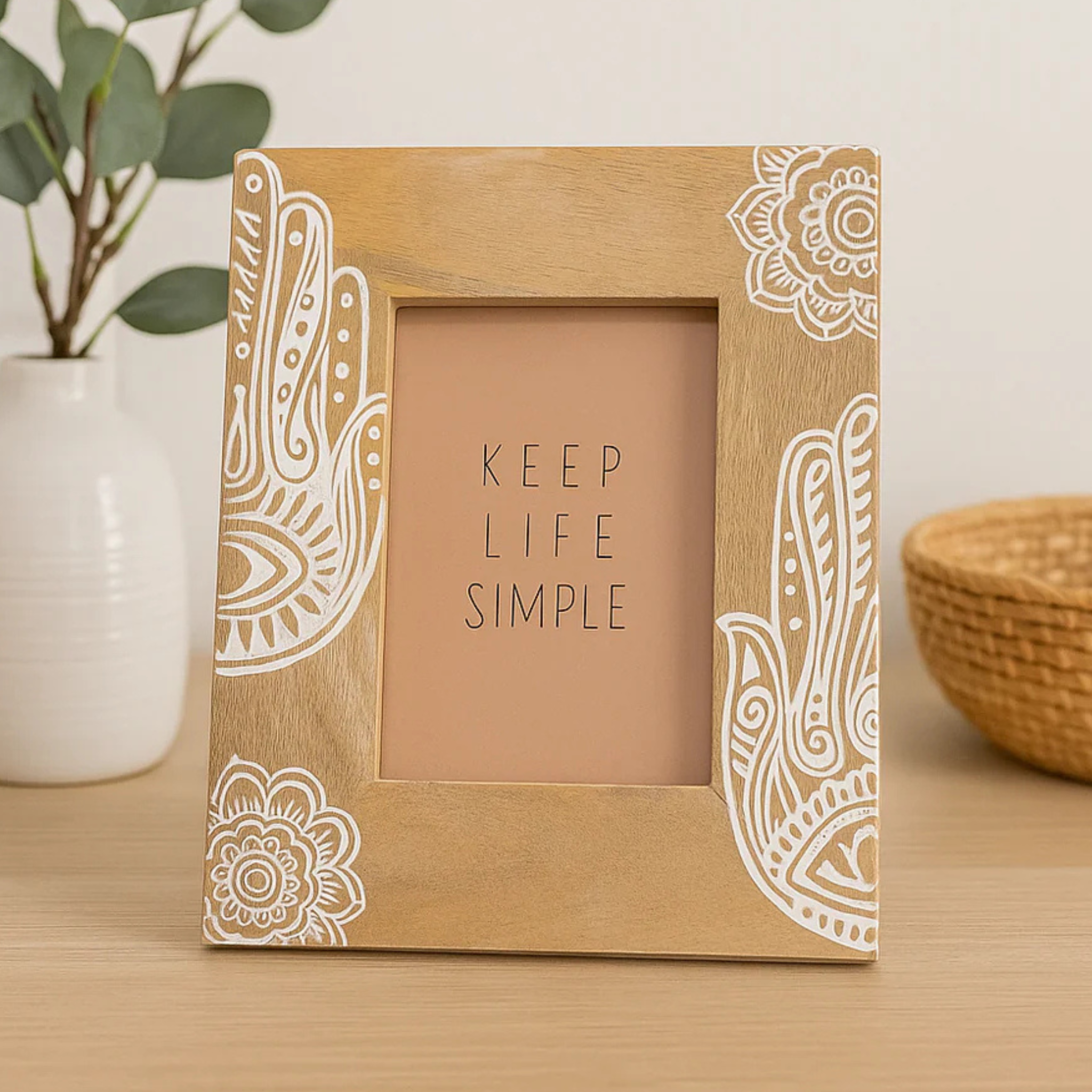 Large Mango Wood Picture Frame – Hansa White