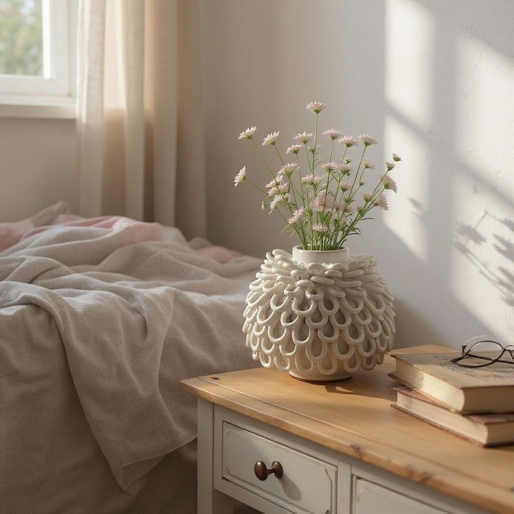 White Terracotta Loop Design Vase