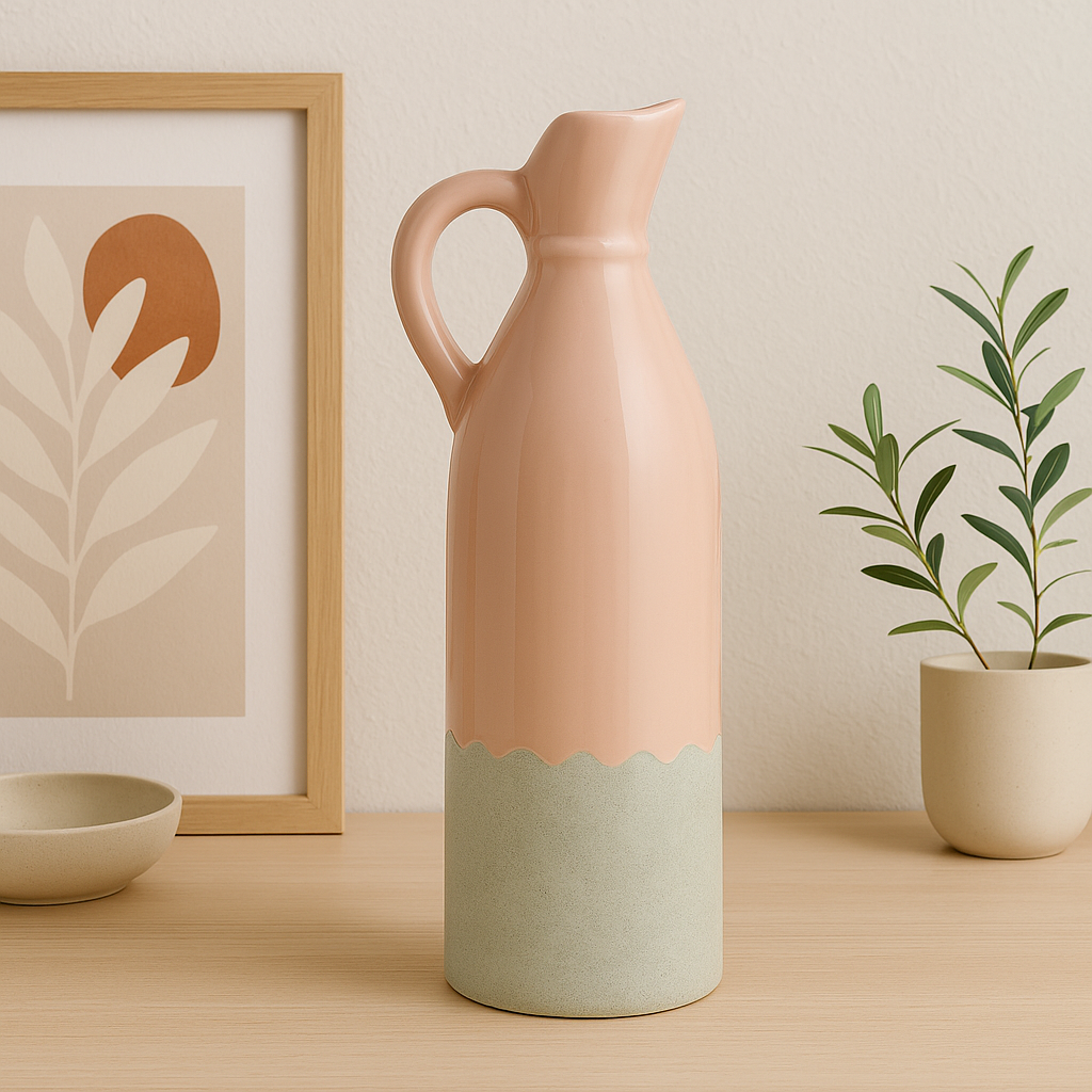 Decorative Tall Blush Stoneware Jug