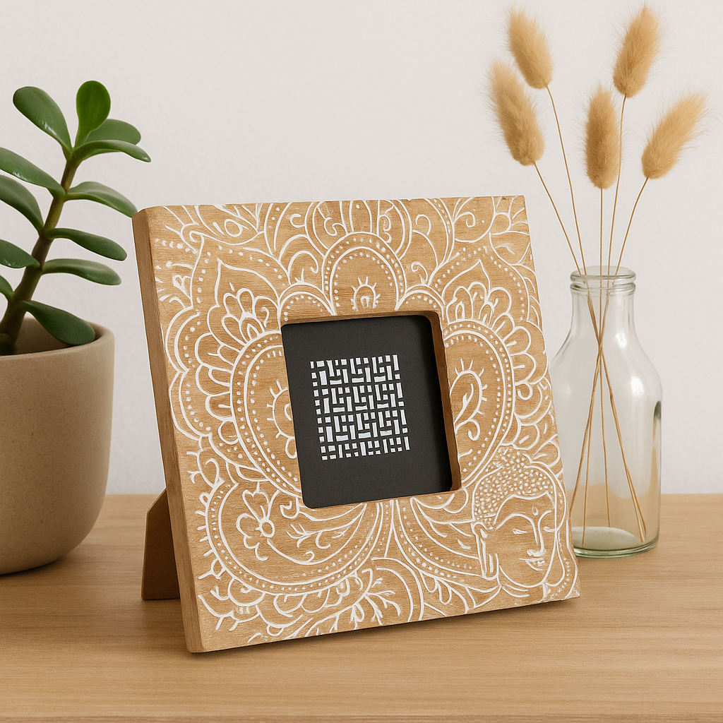 Small Mango Wood Picture Frame – Buddha White