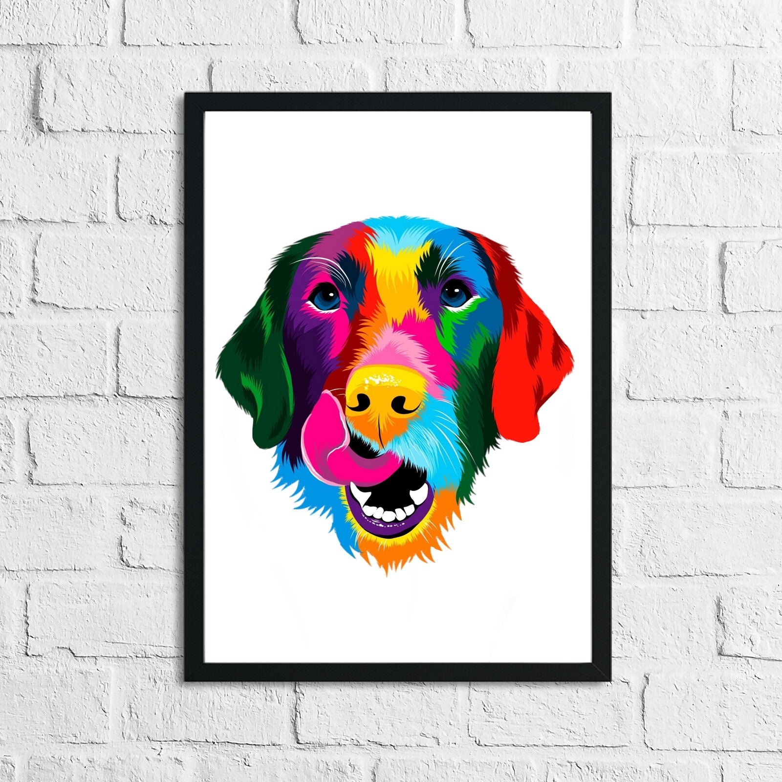 Multicoloured Abstract Labrador Retriever Head Portrait Home Decor Print-0