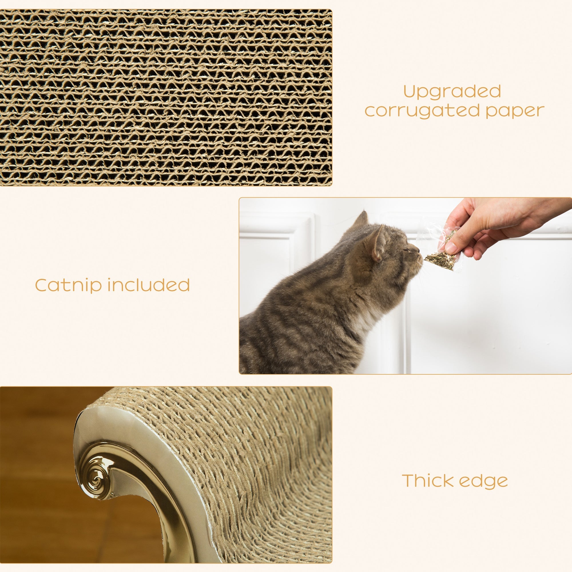 Cat Corrugated Paper Scratching Bed Pad Board Toy Pet Furniture with Catnip Brown-3