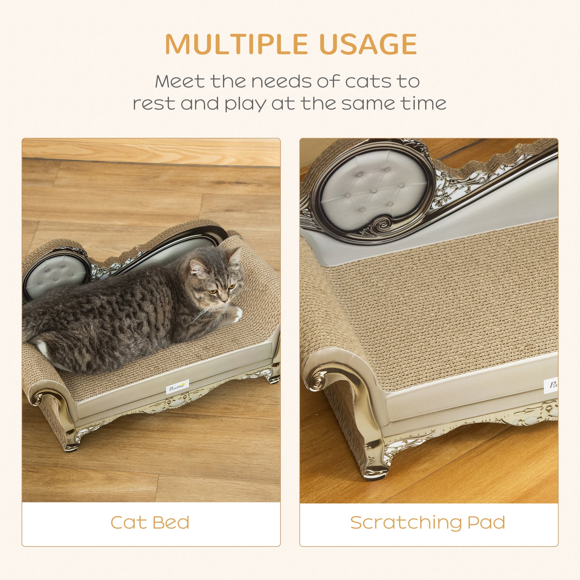 Cat Corrugated Paper Scratching Bed Pad Board Toy Pet Furniture with Catnip Brown-2